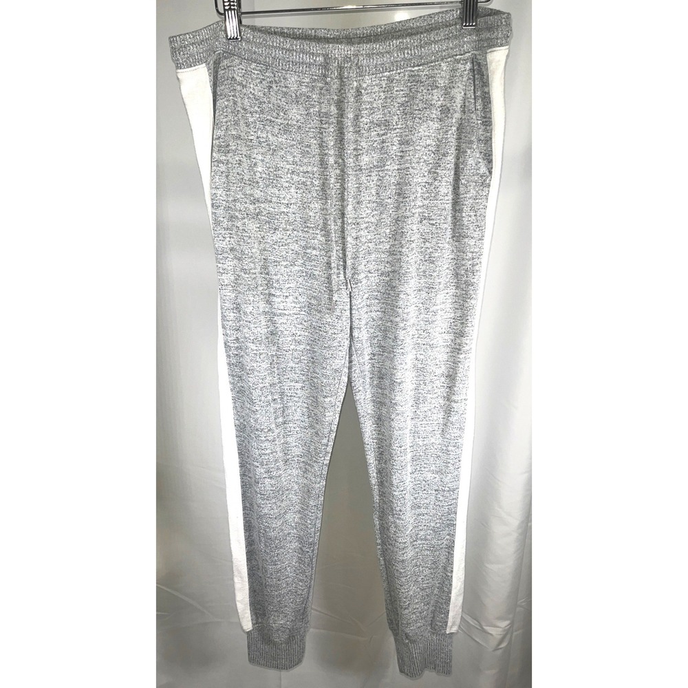 Gap Gray White Side Stripe Joggers Soft Knit Lounge Pants Athleisure Medium